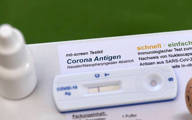 07 03 2021, A COVID 19 Antigen Test Kit Rapid Home Test The Corona Antigen Test is a test for the qualitative detection of nucleocapsid protein antigen from SARS CoV 2 in nasal swab specimens from individuals s