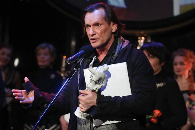 ST PETERSBURG, RUSSIA - MARCH 8, 2021: Actor Igor Mirkurbanov, the winner of the prize The Best of the Best, at the 11th Andrei Mironov Figaro Russian National Acting Award ceremony at Andrei Mironov Russian Enterprise Theater. Alexander Demianchuk TASS  TS0F8E30