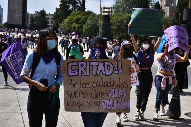 International Women™s Day Strike In Mexico MEXICO CITY, MEXICO - MARCH 8: Hundreds of Women take part during a demonstration to commemorate International Women™s Day, demanding elimination of violence-gender at Reforma avenue on March 8, 2021 in Mexico City, Mexico Copyright: xCarlosxTischlerx EYEPIXGROUP_CT_08032021_4323