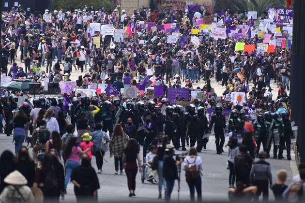 International Women™s Day Strike In Mexico MEXICO CITY, MEXICO - MARCH 8: Hundreds of Women take part during a demonstration to commemorate International Women™s Day, demanding elimination of violence-gender at Reforma avenue on March 8, 2021 in Mexico City, Mexico Copyright: xCarlosxTischlerx EYEPIXGROUP_CT_08032021_4394