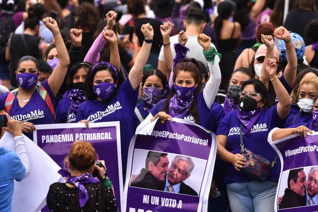 International Women™s Day Strike In Mexico MEXICO CITY, MEXICO - MARCH 8: Hundreds of Women take part during a demonstration to commemorate International Women™s Day, demanding elimination of violence-gender at Reforma avenue on March 8, 2021 in Mexico City, Mexico Copyright: xCarlosxTischlerx EYEPIXGROUP_CT_08032021_4405