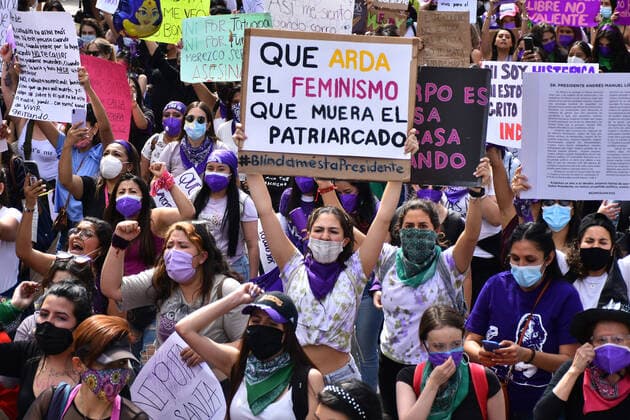International Women™s Day Strike In Mexico MEXICO CITY, MEXICO - MARCH 8: Hundreds of Women take part during a demonstration to commemorate International Women™s Day, demanding elimination of violence-gender at Reforma avenue on March 8, 2021 in Mexico City, Mexico Copyright: xCarlosxTischlerx EYEPIXGROUP_CT_08032021_4381