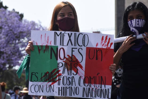 Protest Of International Women™s Day In Mexico MEXICO CITY, MEXICO - MARCH 8: A woman joins a march to protest against gender-based violence and demand better working conditions and equality in the framework International Women™s Day on March 8, 2021 in Mexico City, Mexico Copyright: xIlianaxSuarezx EYEPIXGROUP_IS_08032021_4440