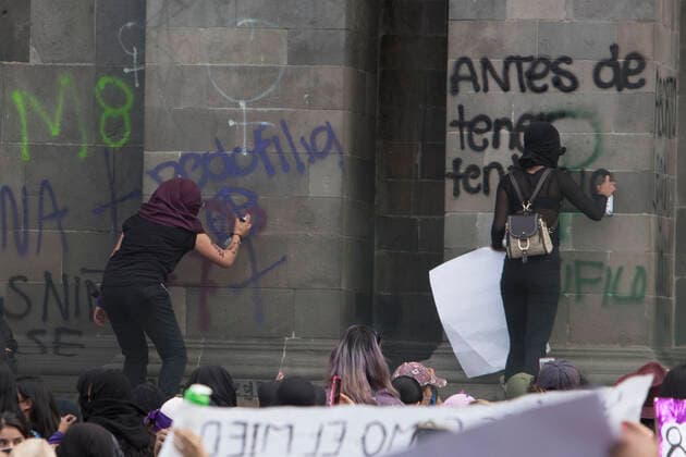 Women Commemorate International Women™s Day In Mexico TOLUCA, MEXICO - MARCH 8: A women group take part during a protest against gender violence during the commemoration of International Women™s Day at downtown on March 8, 2021 in Toluca, Mexico Copyright: xLeonardoxCasasx EYEPIXGROUP_LC_08032021_4493