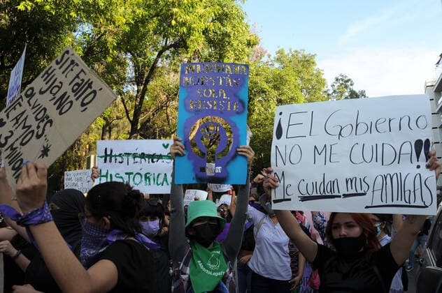 International Women™s Day Demonstration In Mexico QUERETARO, MEXICO - MARCH 8: A woman joins a march of hundreds of women, for the commemoration of International Women s Day, where they complained about femicides, insecurity, and disappearances of women in the country and the world. on March 8, 2021 in Queretaro, Mexico Copyright: xFernandoxCamachox EYEPIXGROUP_FC_08032021_4526