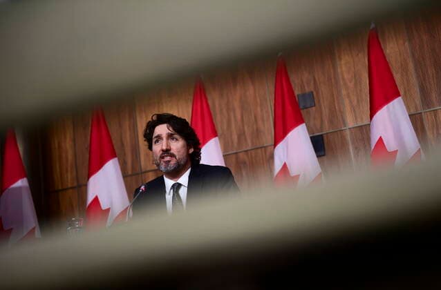 March 9, 2021, Ottawa, on, Canada: Prime Minister Justin Trudeau holds a press conference in Ottawa Tuesday, March 9, 2021. Ottawa Canada  - ZUMAc35_ 20210309_zaf_c35_042 Copyright: xSeanxKilpatrickx
