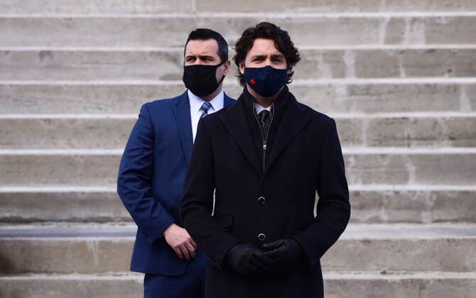 March 9, 2021, Ottawa, on, Canada: Prime Minister Justin Trudeau makes his way to hold a press conference in Ottawa Tuesday, March 9, 2021. Ottawa Canada  - ZUMAc35_ 20210309_zaf_c35_051 Copyright: xSeanxKilpatrickx