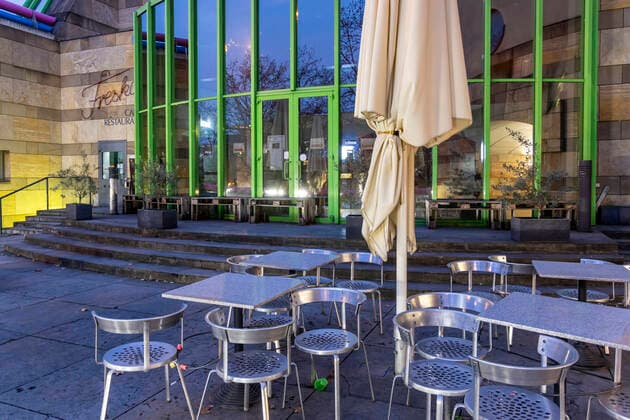 Restaurant Fresko in the Neue Staatsgalerie Closed due to the Corona Pandemic 09 03 2021 Germany, Baden Württemberg, Stuttgart