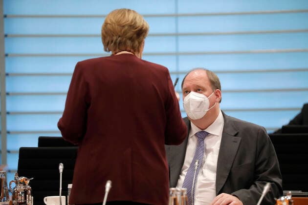 Angela Merkel, Federal Chancellor, CDU, Helge Braun, Head of the Federal Chancellery, 133 Federal Cabinet Meeting, DEU, Berlin, 10 03 2021