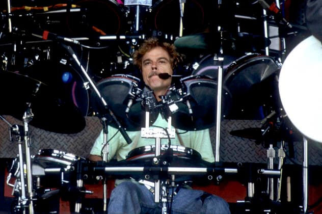 Frank Beard von ZZ Top beim Soundcheck zum Konzert der Recycler World Tour in der Milton Keynes Bowl. Milton Keynes, 06.07.1991 *** Frank Beard of ZZ Top at the sound check for the Recycler World Tour concert at Milton Keynes Bowl Milton Keynes, 06 07 1991 Foto:xR.xKeuntjex xFuturexImage