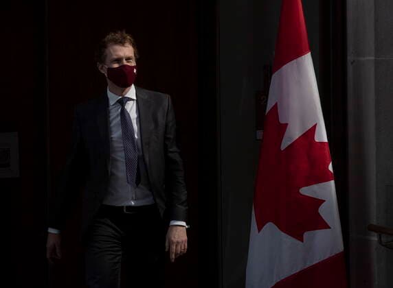 March 10, 2021, Ottawa, on, Canada: Indigenous Services Minister Marc Miller prepares to attend a news conference in Ottawa, Wednesday March 10, 2021. Ottawa Canada  - ZUMAc35_ 20210310_zaf_c35_002 Copyright: xAdrianxWyldx
