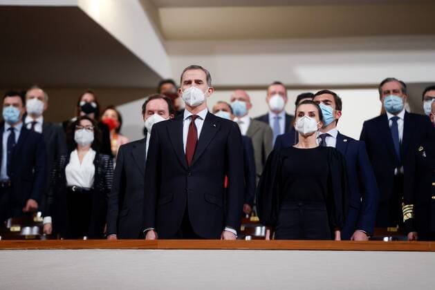 Spain s King Felipe VI (L) and Queen Letizia (R) chair the 19th In Mermoriam Concert organized by The Foundation of Victims of Terrorism in memory of the victims of 4March Madrid bombing at National Auditory in Madrid, Spain, 10 March 2021. Spain s Royal Couple chair the 19th In Mermoriam Concert !ACHTUNG: NUR REDAKTIONELLE NUTZUNG!  Copyright: xMariscalx GRAF2516 20210310-637510025986124147