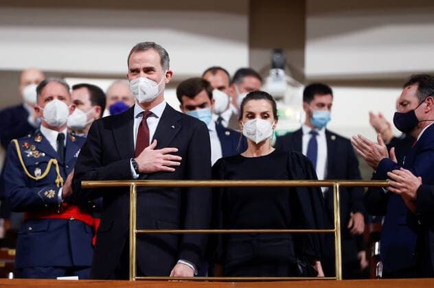 Spain s King Felipe VI (L) and Queen Letizia (R) chair the 19th In Mermoriam Concert organized by The Foundation of Victims of Terrorism in memory of the victims of 4March Madrid bombing at National Auditory in Madrid, Spain, 10 March 2021. Spain s Royal Couple chair the 19th In Mermoriam Concert !ACHTUNG: NUR REDAKTIONELLE NUTZUNG!  Copyright: xMariscalx GRAF2518 20210310-637510025999561820