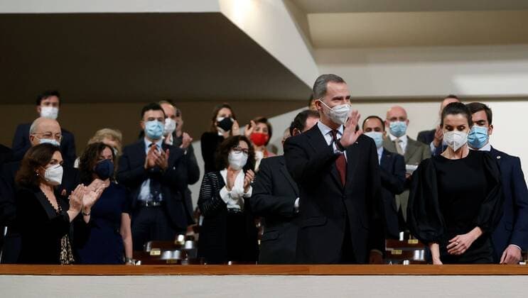 Spain s King Felipe VI (2-R) and Queen Letizia (R) chair the 19th In Mermoriam Concert organized by The Foundation of Victims of Terrorism in memory of the victims of 4March Madrid bombing at National Auditory in Madrid, Spain, 10 March 2021. Spain s Royal Couple chair the 19th In Mermoriam Concert !ACHTUNG: NUR REDAKTIONELLE NUTZUNG!  Copyright: xMariscalx GRAF2529 20210310-637510028957453565