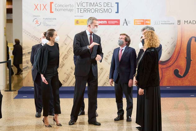 10-03-2021 Madrid Queen Letizia and King Felipe during the19th In Mermoriam concert, organized by the foundation of victims of terrorism, in memory of the victims of 4March Madrid bombing at the national auditory in Madrid, Spain. Â  Copyright: xppex