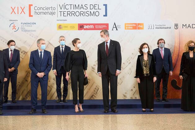 10-03-2021 Madrid Queen Letizia and King Felipe during the19th In Mermoriam concert, organized by the foundation of victims of terrorism, in memory of the victims of 4March Madrid bombing at the national auditory in Madrid, Spain. Â  Copyright: xppex