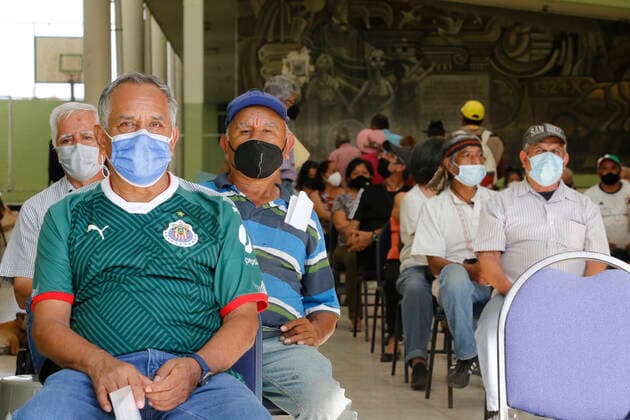 March 10, 2021, Uruapan, Michoacan, Mexico: Persons wait receive a dose of Pfizer-BioNTech Covid-19 vaccine during mass vaccine inside of Hermanos Lopez Rayon sports center, a designated priority vaccination center for elderly over 60 years in the Uruapan town. On March 10, 2021 in Michoacan, Mexico. Uruapan Mexico - ZUMAe321 20210310_zia_e321_008 Copyright: xCarlosxGuzmanx