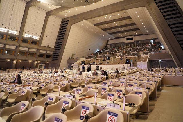 March 11, 2021, Kyoto, Japan: About 280 participants from the UN member states seen attending the 14th United Nations Congress on Crime Prevention and Criminal Justice in person amid the coronavirus pandemic. The UN Kyoto Congress is the first large-scale international conference that Japan holds since the virus outbreak. Most of the participants attends the congress online while about 10 Ministers travel to Kyoto. Kyoto Japan - ZUMAs197 20210311_zaa_s197_072 Copyright: xJinheexLeex