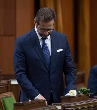 March 11, 2021, Ottawa, on, Canada: Bloc leader Yves-Francois Blanchet rises to deliver a statement on the National Day of Observance of COVID-19, to recognize victims and the impacts of pandemic, in the House of Commons, in Ottawa, Thursday, March 11, 2021. Ottawa Canada - ZUMAc35_ 20210311_zaf_c35_016 Copyright: xAdrianxWyldx