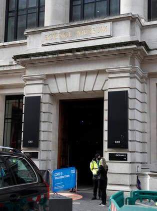 (210312) -- LONDON, March 12, 2021 -- Photo taken on March 11, 2021 shows the entrance to the NHS COVID-19 Vaccination Centre in the Science Museum in London, Britain. Vaccination centres have opened at Westminster Abbey and Science Museum, according to NHS (National Health Service). ) BRITAIN-LONDON-COVID-19-VACCINATION CENTRES HanxYan 