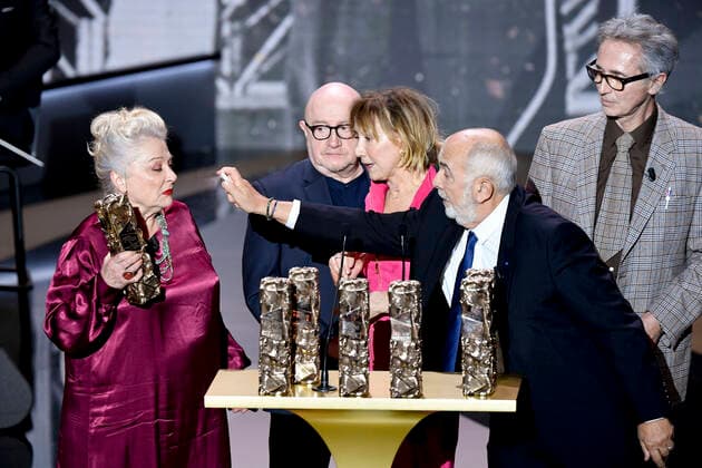 Christian Clavier Michel Blanc Josiane Balasko Thierry Lhermitte Marie Anne Chazel Gerard Jugnot Bruno Moynot equipe du Splendide - cesar d honneur CELEBRITES : 46e Ceremonie des Cesar 2021 - Paris - 12 03 2021 PierreVillard Pool PANORAMIC 