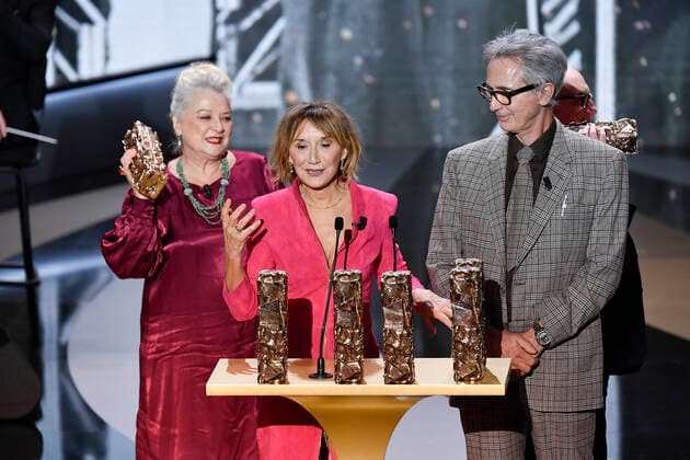 Christian Clavier Michel Blanc Josiane Balasko Thierry Lhermitte Marie Anne Chazel Gerard Jugnot Bruno Moynot equipe du Splendide - cesar d honneur CELEBRITES : 46e Ceremonie des Cesar 2021 - Paris - 12 03 2021 PierreVillard Pool PANORAMIC 
