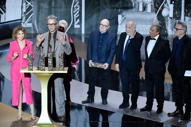 Christian Clavier Michel Blanc Josiane Balasko Thierry Lhermitte Marie Anne Chazel Gerard Jugnot Bruno Moynot equipe du Splendide - cesar d honneur CELEBRITES : 46e Ceremonie des Cesar 2021 - Paris - 12 03 2021 PierreVillard Pool PANORAMIC 