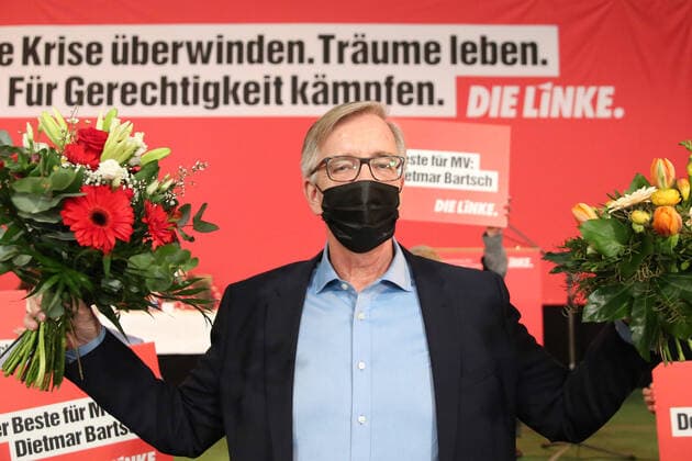 View on Saturday 13 03 2021 in Demmin county Mecklenburg Lake District on the state representative meeting of the party the Left At the event more than 100 representatives present They elected the candidates for the state parliament and federal elections in 2021 In the picture Dietmar Bartsch Member of the German Bundestag