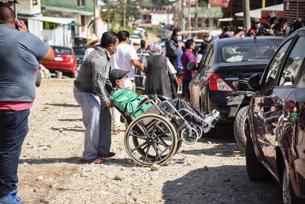 March 13, 2021: Thousands of older adults received the COVID-19 vaccine in the city of Xalapa. From early on they made lines and for their application they were sanitized and did body activation exercises. - ZUMAqp1_ 20210313_zip_qp1_007 Copyright: xHectorxAdolfoxQuintanarxPerezx