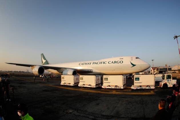 (210314) -- MEXICO CITY, March 14, 2021 -- Containers of the COVID-19 vaccine from the Chinese pharmaceutical company Sinovac are seen at the Mexico City s international airport in Mexico, March 13, 2021. The third shipment of the COVID-19 vaccine from the Chinese pharmaceutical company Sinovac arrived Saturday at the Mexico City s international airport. (Photo by Xinhua) MEXICO-VACCINES FROM CHINA-ARRIVAL FranciscoxCanedo 