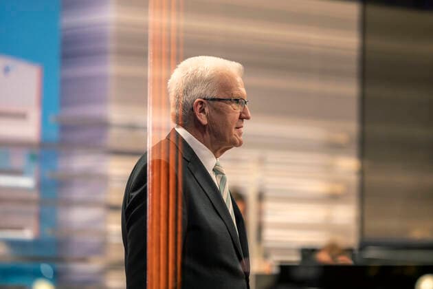 LTWBW21 State Parliament Election Baden Württemberg Winfried KRETSCHMANN Greens, Minister President in SWR TV Studio 14 03 2021 Germany, Baden Württemberg, Stuttgart