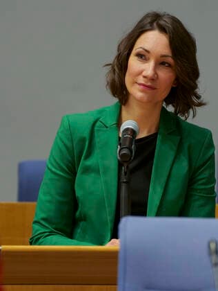 Landtagswahl Rheinland-Pfalz 2021, Wahl zum rheinland-pfälzischen Landtag, Pressekonferenz der LPK - Landespressekonferenz im Plenarsaal des Landtages Grüne Spitzenkandidatin Anne Spiegel 14.03.21 *** Rhineland Palatinate 2021 state election, election to the Rhineland Palatinate state parliament, LPK state press conference in the plenary hall of the state parliament Green top candidate Anne Spiegel 14 03 21