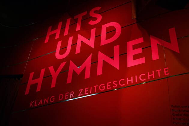 Germany, Bonn 15 03 2021 Exhibition Hits Hymns Sound of Contemporary History in the House of History Photo Entrance to the exhibition Exhibition Hits Hymns Sound of Contemporary History in the House of History