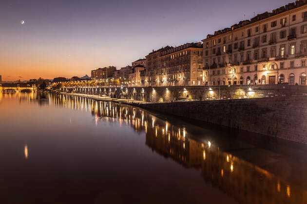 Twilight view of Murazzi del Po, Turin, Italy, Europe LeonardoMangia REDA&CO 1028_14_LEM0122