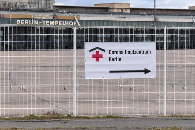15 03 2021,Berlin,Germany,GER,Corona Vaccination Center Tempelhof Airport AstraZeneca