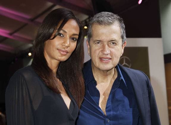 Star photographer Mario Testino with the face of the Fashionweek Joan Smalls at the fashion show of Schumacher at the Merdes Benz Fashionweek Berlin in the tent at the Siegessaeule. Copyright: xEventpressxHerrmannx