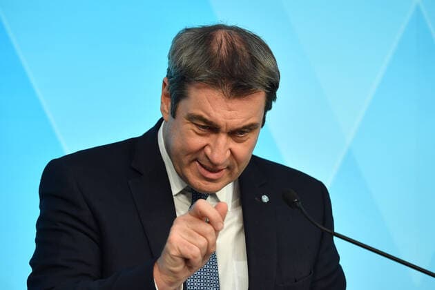 Markus SOEDER Ministerpraesident Bavaria and CSU chairman ,Gesture, single image,cropped single image,portrait,portrait press conference of the Bavarian state government after cabinet meeting on 16 03 2021 in the Prinz Carl Palais in Munich