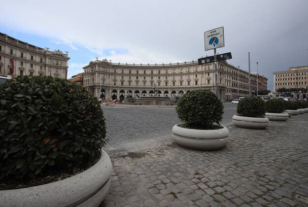 Rome, Piazza della Repubblica empty due to the new government restrictions to fight the Covid 19 pandemic Pictured:  Copyright: xPieroxTenaglix xIPAx xPieroxTenaglix