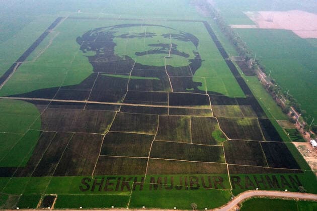 March 8, 2021, Dhaka, Dhaka, Bangladesh: March, 16, 2021 Crop field mosaic honouring Bangabandhu Sheikh Mujibur Rahman in Bangladesh has made it to the Guinness World Records. According to the Guinness World Records website, the largest crop field mosaic (image) is 119,430.273 mÂ² (1,285,536.75 ftÂ²) and was achieved by AFM Bahauddin Nasim and KSM Mostafizur Rahman in an attempt organised by National AgriCare Import and Export LTD. Bogura, Bangladesh Dhaka Bangladesh - ZUMAr338 20210308_zip_r338_047 Copyright: xHarun-Or-Rashidx