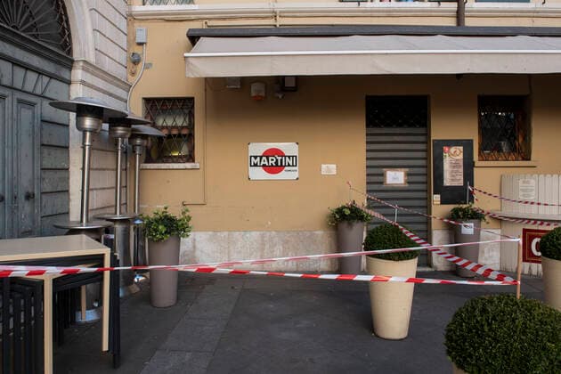 Coronavirus in Italien, Lockdown in Brescia March 16, 2021, Brescia, Brescia, Italy: Brescia in red zone empty city and pub closed due the new rules against covid pandemic Brescia Italy - ZUMAb205 20210316_zip_b205_004 Copyright: xMatteoxBiattax