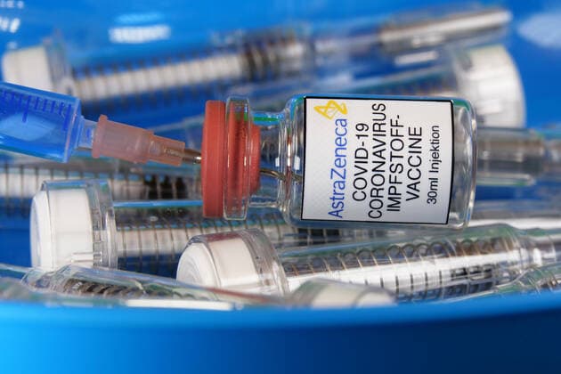 Symbolic image Coronaserum vaccine doses from AstraZeneca Corona vaccine