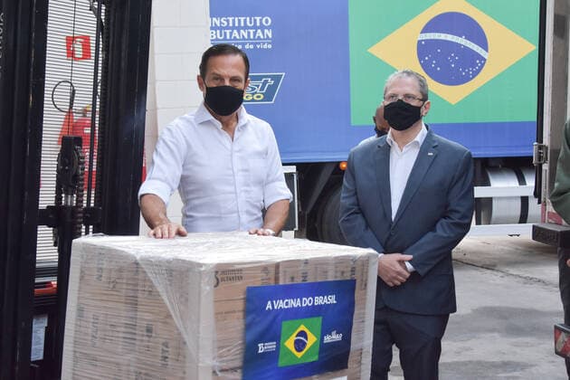 SÃO PAULO, SP - 17.03.2021: SAÍDA DE VACINAS DO INSTITUTO BUTANTAN - João Doria, (PSDB) Governor of São Paulo is monitoring the release of more than 2 million doses of the Butonan Institute& 39;s Coronavac vaccine against Covid-19 (Coronavirus) to the PNI (National Immunization Program) of the Ministry of Health. Wednesday, (17) at the Butantan Institute. x2043431x  RobertoxCasimiro