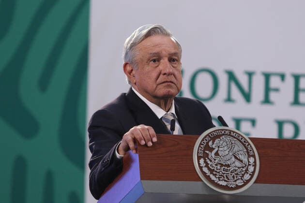 Mexico™s President Andres Manuel Lopez Obrador During A Press Conference MEXICO CITY, MEXICO - MARCH 17: Mexico™s president Andres Manuel Lopez Obrador, gestures during his daily morning briefing, to speak about apply Covid-19 vaccine to elderly in Mexico, at National Palace. on March 17, 2021 in Mexico City, Mexico. Copyright: xIsmaelxRosasx EYEPIXGROUP_IR_17032021_4994