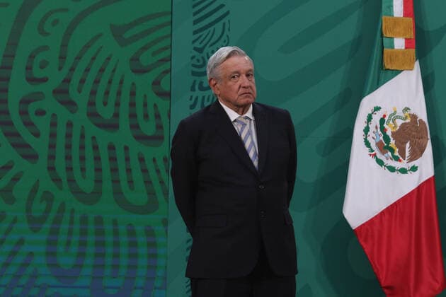 Mexico’s President Andres Manuel Lopez Obrador During A Press Conference MEXICO CITY, MEXICO - MARCH 17: Mexico’s president Andres Manuel Lopez Obrador, gestures during his daily morning briefing, to speak about apply Covid-19 vaccine to elderly in Mexico, at National Palace. on March 17, 2021 in Mexico City, Mexico. Copyright: xIsmaelxRosasx EYEPIXGROUP_IR_17032021_4996