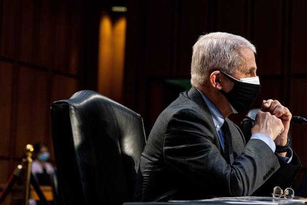 Coronavirus in den USA, Senatsanhörung in Washington Dr. Anthony Fauci, Director at the National Institute Of Allergy and Infectious Diseases, listens at a hearing with the Senate Committee on Health, Education, Labor, and Pensions on the Covid-19 response on Capitol Hill in Washington March 18th, 2021. Pool  WAX20210318901 AnnaxMoneymaker