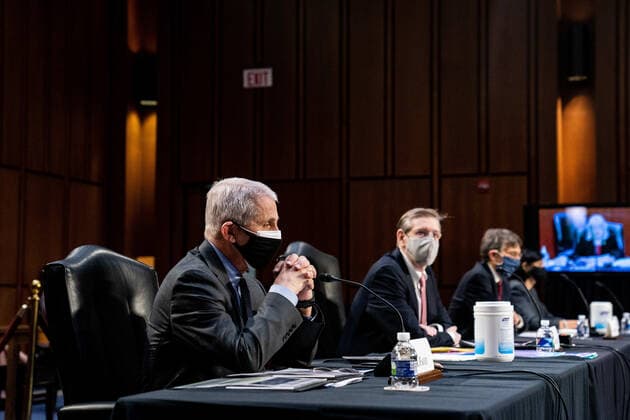 Coronavirus in den USA, Senatsanhörung in Washington Dr. Anthony Fauci, Director at the National Institute Of Allergy and Infectious Diseases, listens at a hearing with the Senate Committee on Health, Education, Labor, and Pensions on the Covid-19 response on Capitol Hill in Washington March 18th, 2021. Pool  WAX20210318916 AnnaxMoneymaker