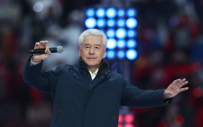 Moskau, Wladimir Putin bei Konzert zum 7. Jahrestag der Krim-Annexion MOSCOW, RUSSIA - MARCH 18, 2021: Moscow Mayor Sergei Sobyanin at a concert marking the 7th anniversary of the reunification of the Republic of Crimea and the city of Sevastopol with Russia, at Luzhniki Stadium. Stanislav Krasilnikov TASS  TS0F9C7D