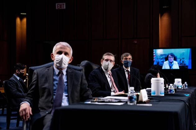Coronavirus in den USA, Senatsanhörung in Washington Dr. Anthony Fauci, Director at the National Institute Of Allergy and Infectious Diseases, speaks during a hearing with the Senate Committee on Health, Education, Labor, and Pensions, on the Covid-19 response, on Capitol Hill in Washington March 18th, 2021. Pool  WAX20210318731 AnnaxMoneymaker