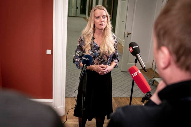 Pernille Vermund NB arrives at a meeting of the Prime Ministers Office on a further reopening of the country, at Christiansborg on Thursday 18 March 2021, Copenhagen Denmark  Copyright: RitzauxScanpix MadsxClausxRasmussenx cop103 spdk20210318-182941-L