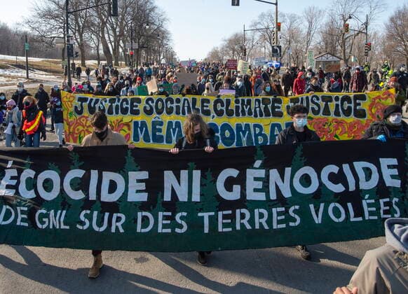 March 19, 2021, Montreal, PQ, Canada: Protesters take part in a demonstration calling for climate and social justice in Montreal, Friday, March 19, 2021. Montreal Canada  - ZUMAc35_ 20210319_zaf_c35_080 Copyright: xRyanxRemiorzx